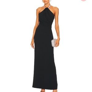 Black gown with crystal necklace